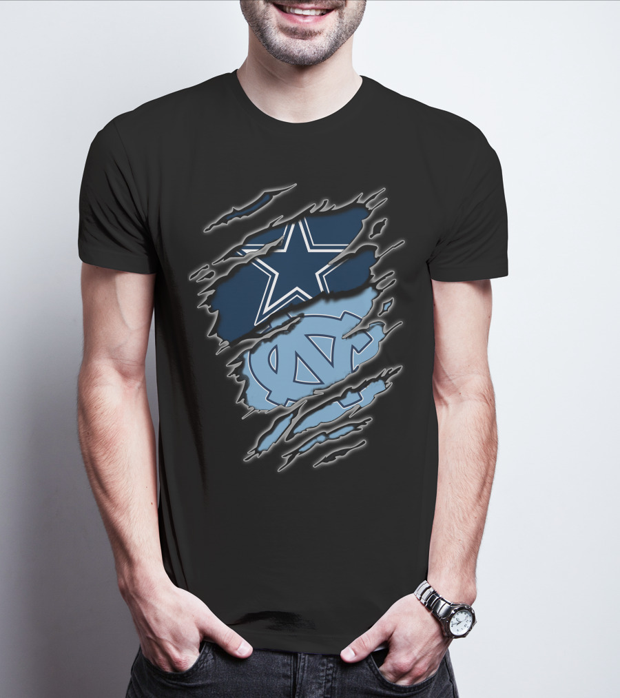 Dallas Cowboys North Carolina Tar Heels Torn Flag T-Shirt