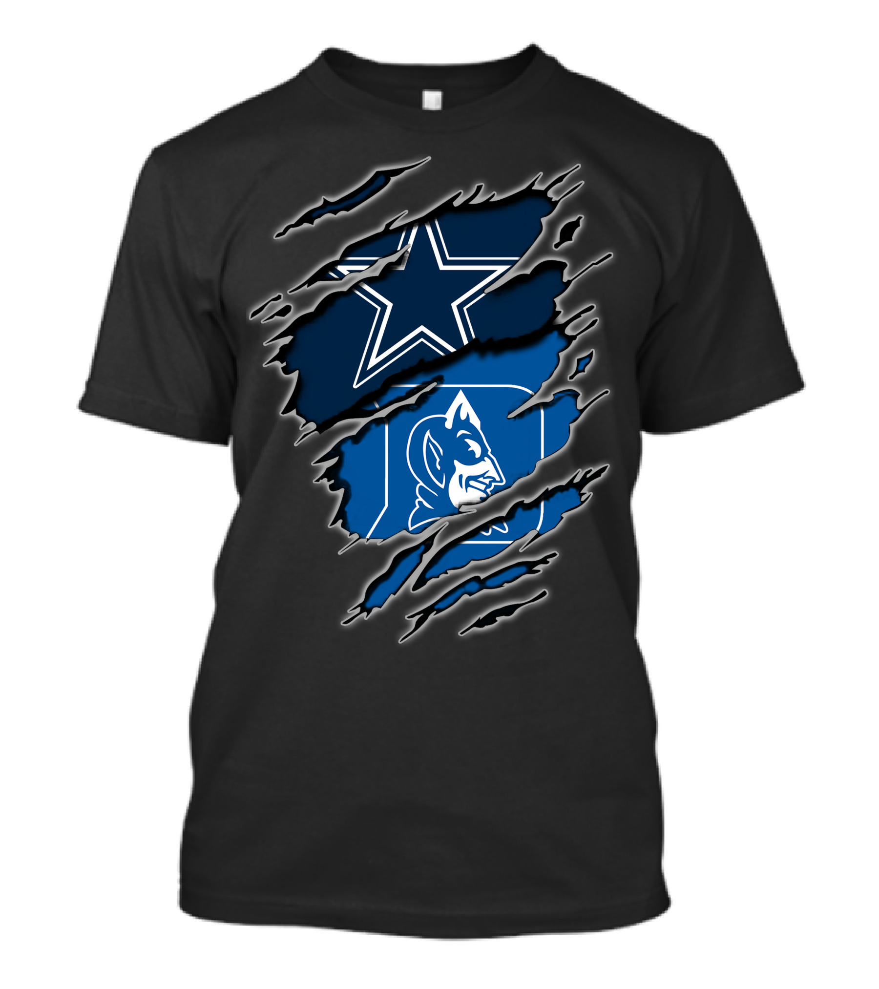 Dallas Cowboys Star Duke Blue Devils Logo Torn T-Shirt