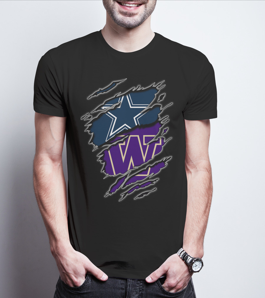 Dallas Cowboys Washington Huskies Logo Mashup T-Shirt