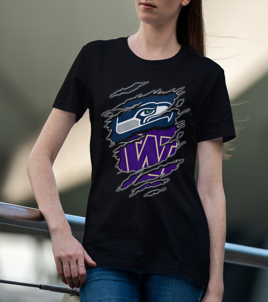 Seahawks Huskies Clawmark Logo Fusion T-Shirt