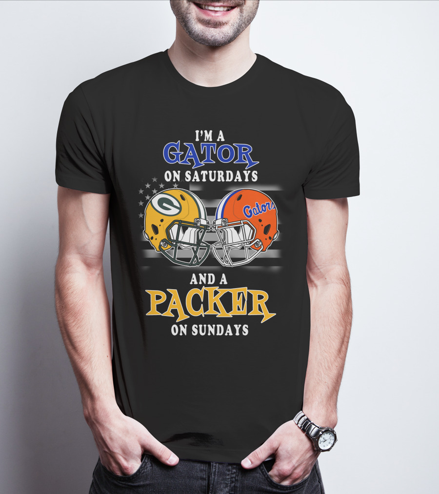 I'm A Gator On Saturdays And A Packer On Sundays Football Helmets T-Shirt