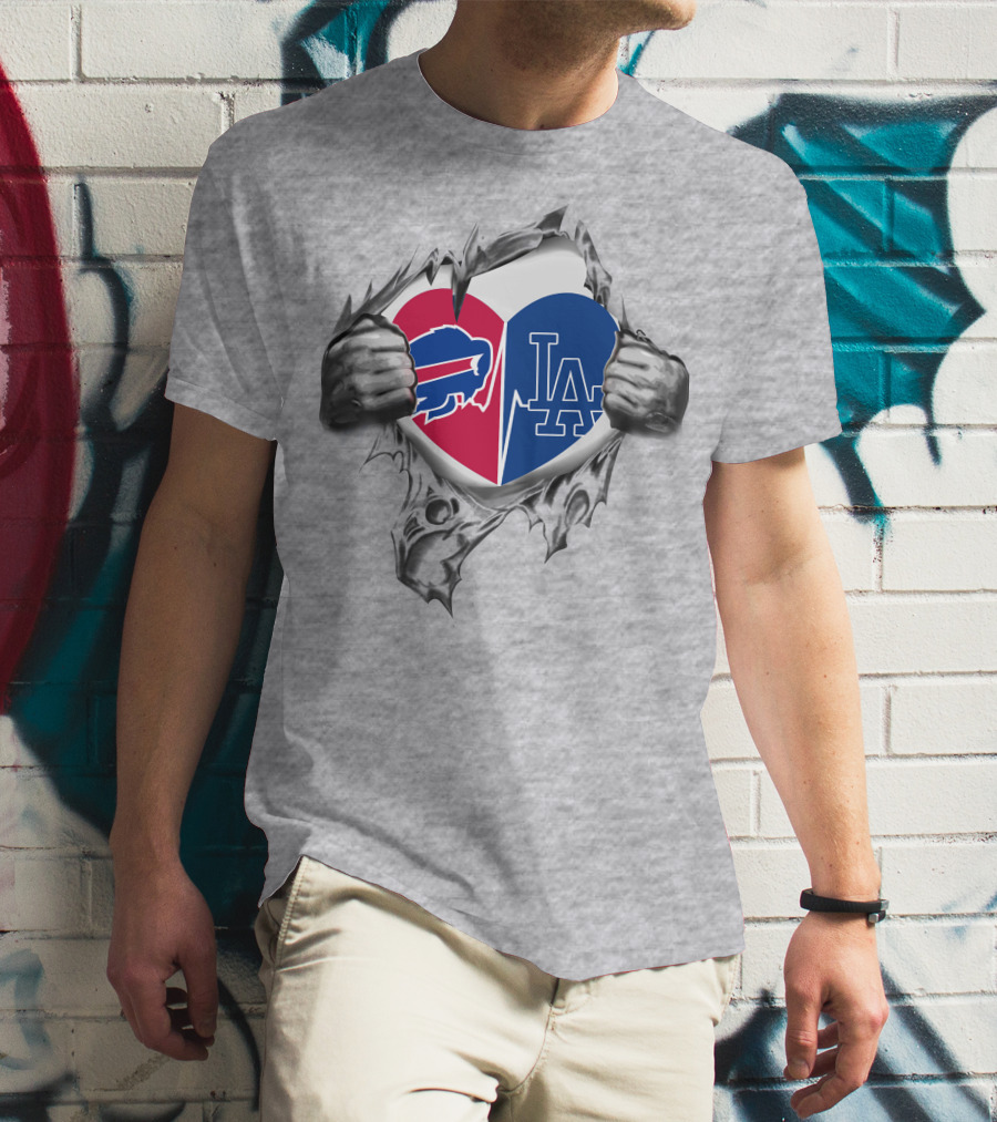 Buffalo Bills Los Angeles Dodgers Heart T-Shirt