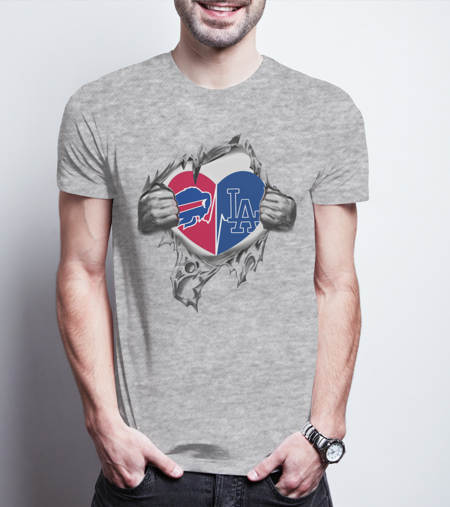 Buffalo Bills Los Angeles Dodgers Heart T-Shirt