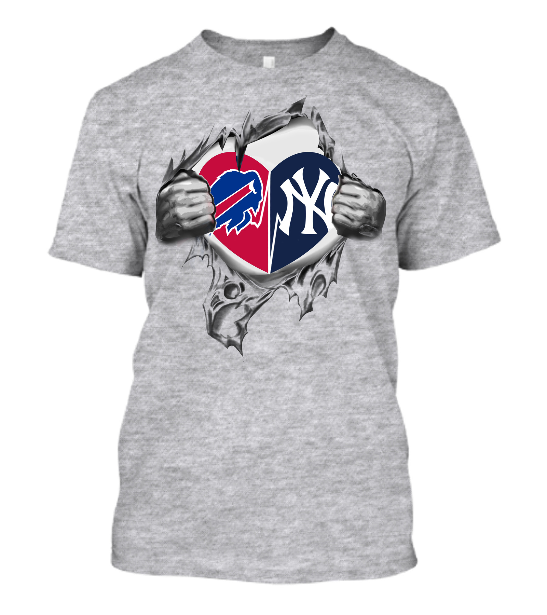 Buffalo Bills New York Yankees Heart Logo Fusion T-Shirt
