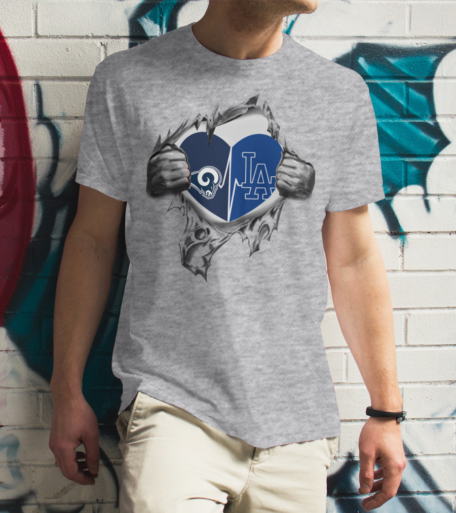 Rams LA Dodgers Heartbeat T-Shirt