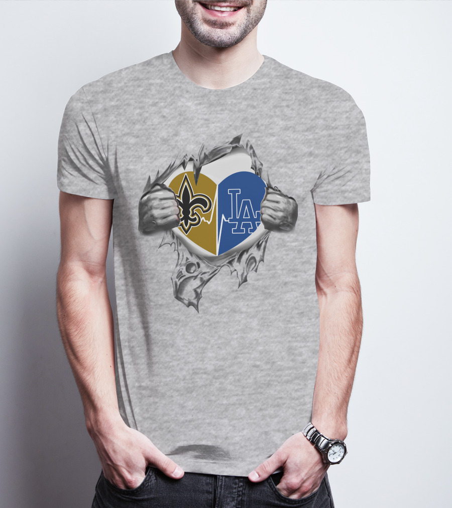 Saints LA Sports Fan Heart Logos Fusion T-Shirt