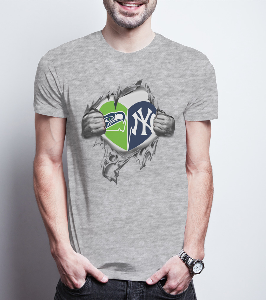 Seahawks Yankees Heart T-Shirt