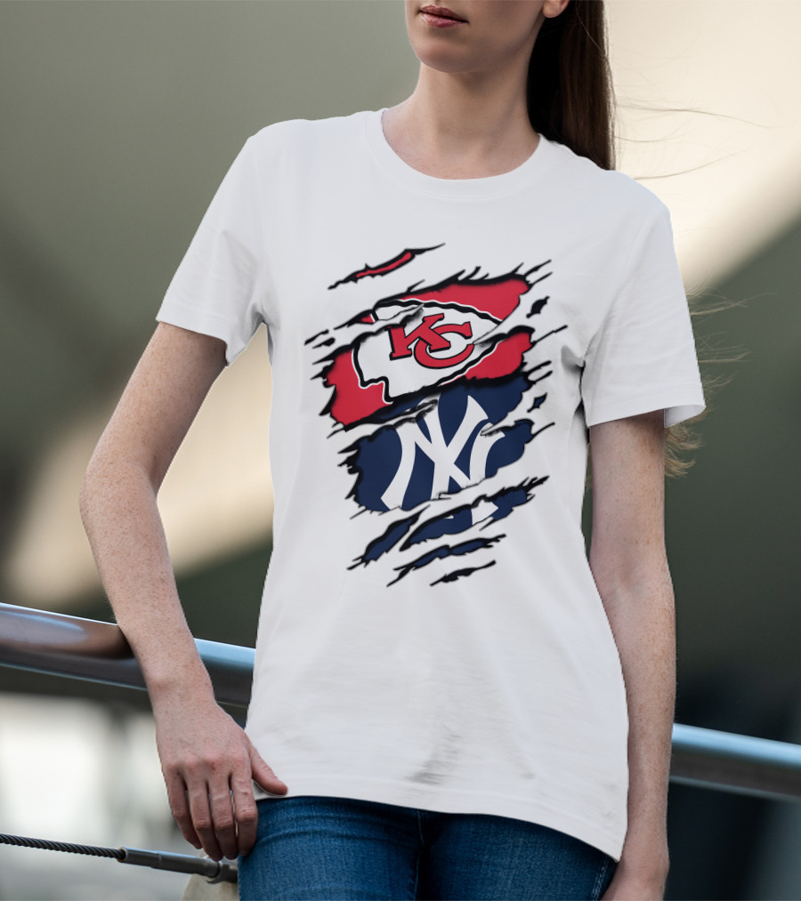 Kansas City Chiefs New York Yankees Logos Clash T-Shirt