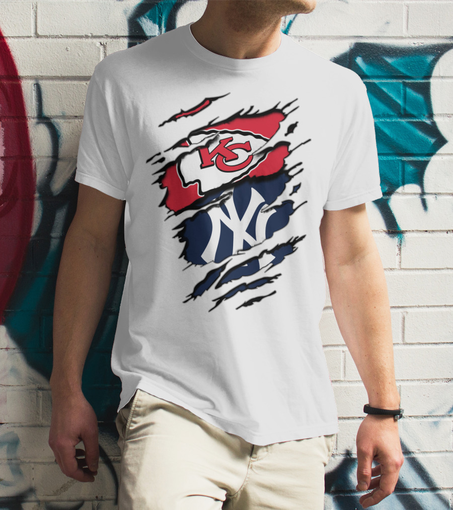 Kansas City Chiefs New York Yankees Logos Clash T-Shirt