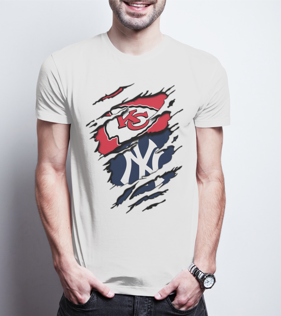 Kansas City Chiefs New York Yankees Logos Clash T-Shirt