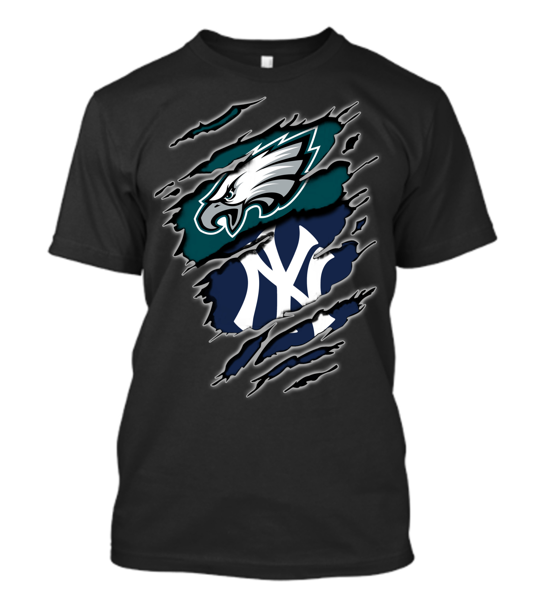 Philadelphia Eagles New York Yankees Iconic Logos Fusion T-Shirt