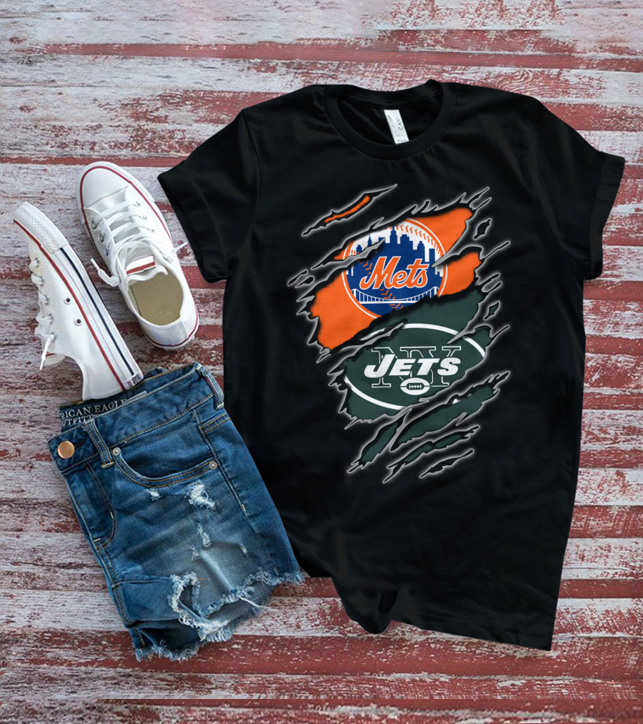 Mets Jets Double Team Fan Pride Mascot T-Shirt