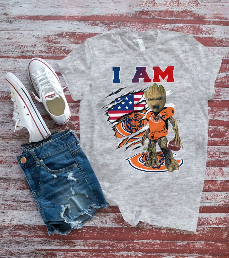 I Am Bears Groot Football American Flag T-Shirt