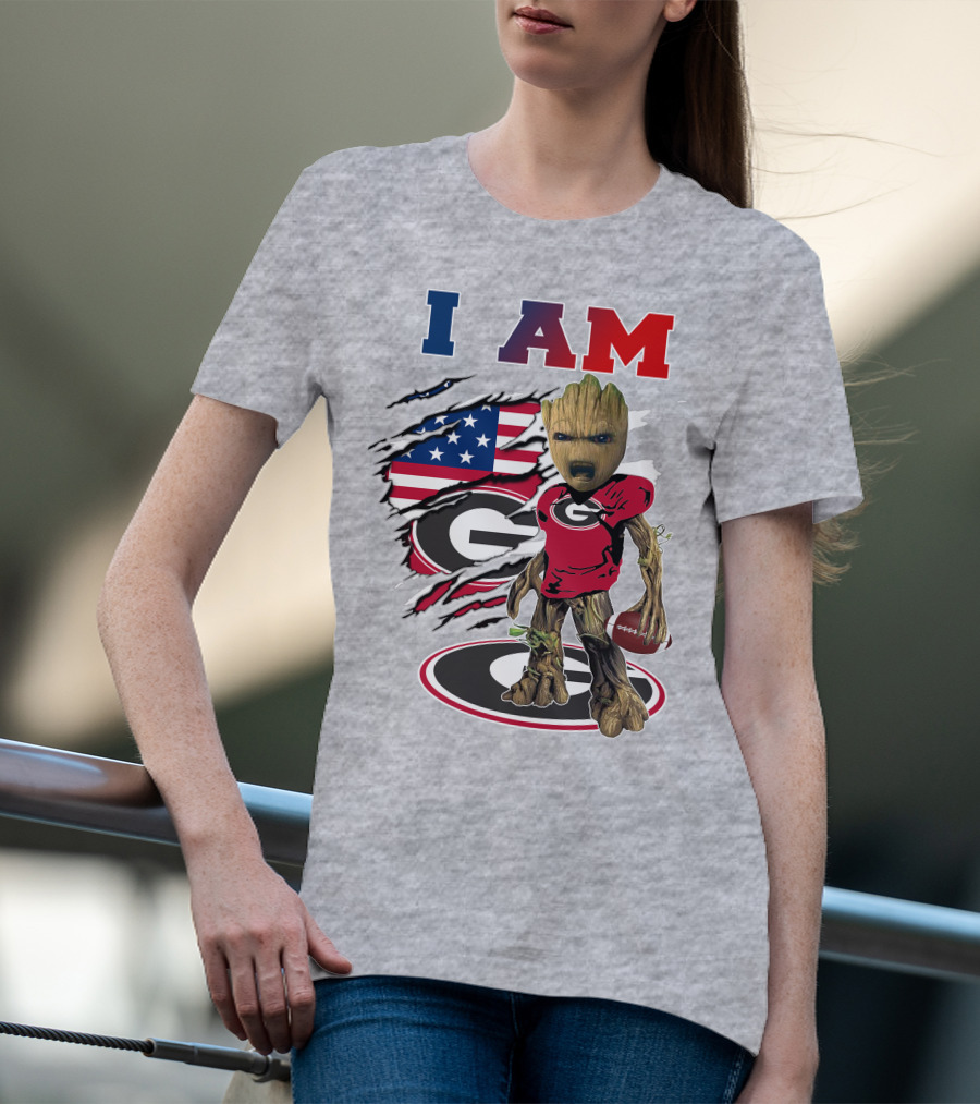 I Am Georgia Bulldogs Groot Football Usa Flag T-Shirt