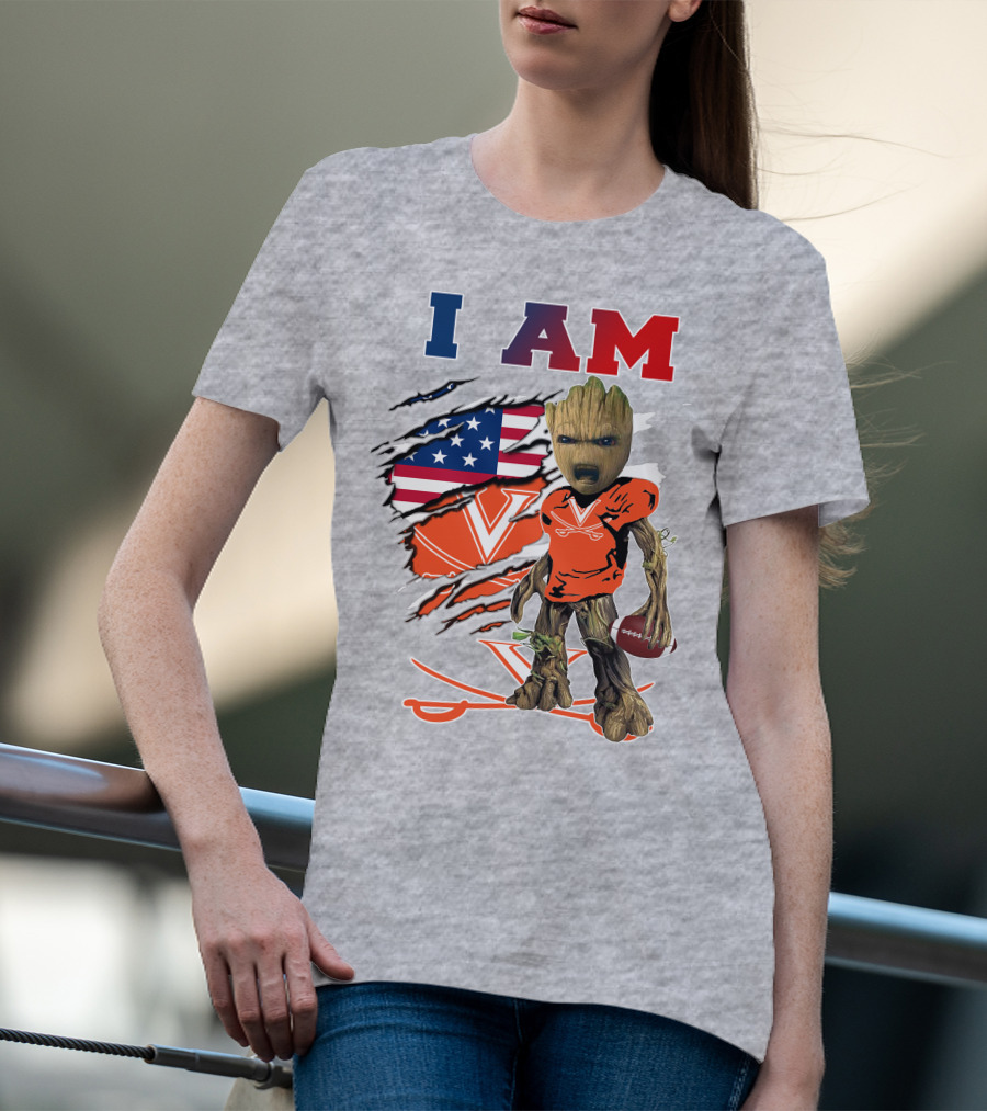 I Am Cavaliers Groot Football Virginia Flag T-Shirt