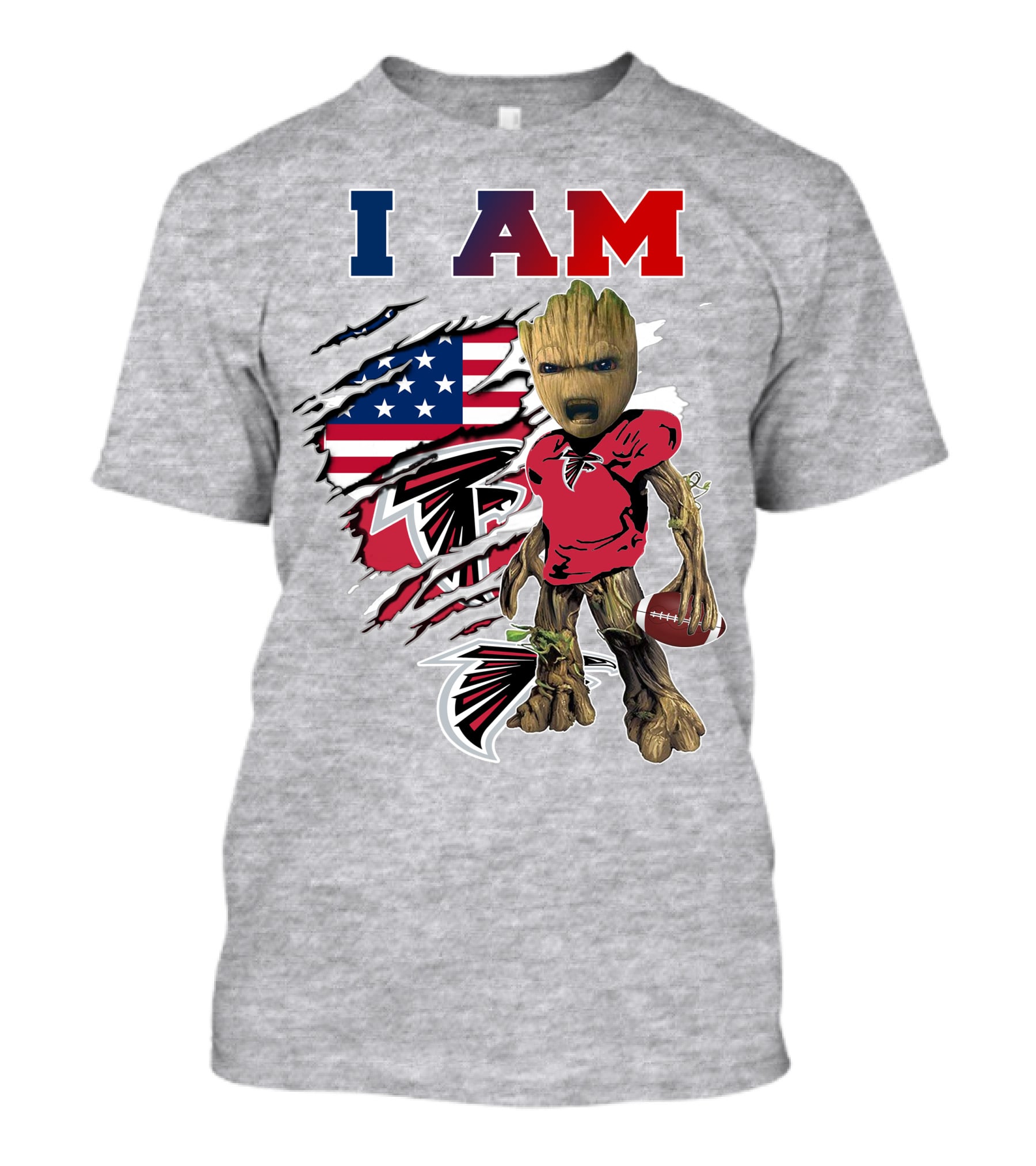 I Am Groot Falcons Football Usa Flag T-Shirt