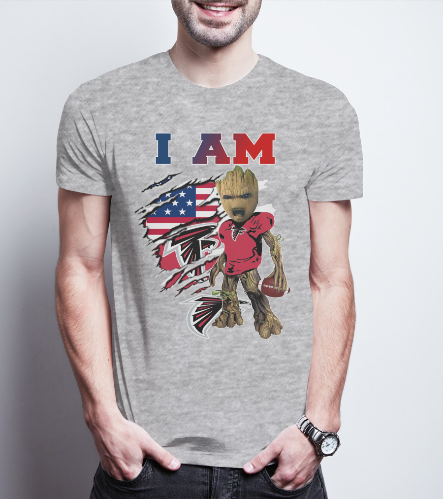 I Am Groot Falcons Football Usa Flag T-Shirt