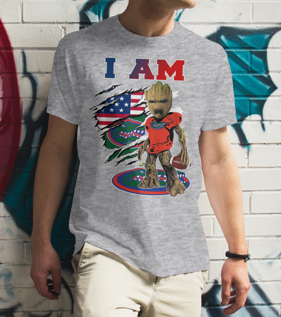 I Am Florida Gators Groot Football American Flag T-Shirt