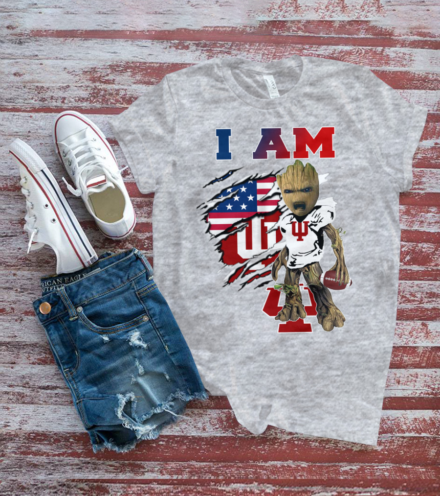 I Am Hosiers Football Groot American Flag Indiana University T-Shirt