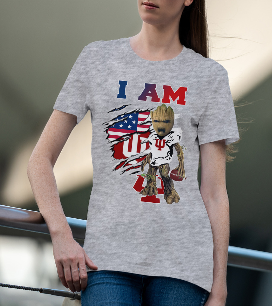 I Am Hosiers Football Groot American Flag Indiana University T-Shirt