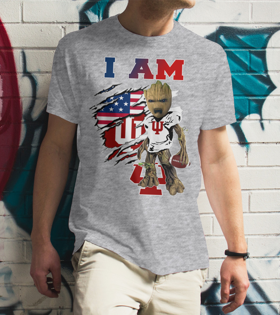 I Am Hosiers Football Groot American Flag Indiana University T-Shirt