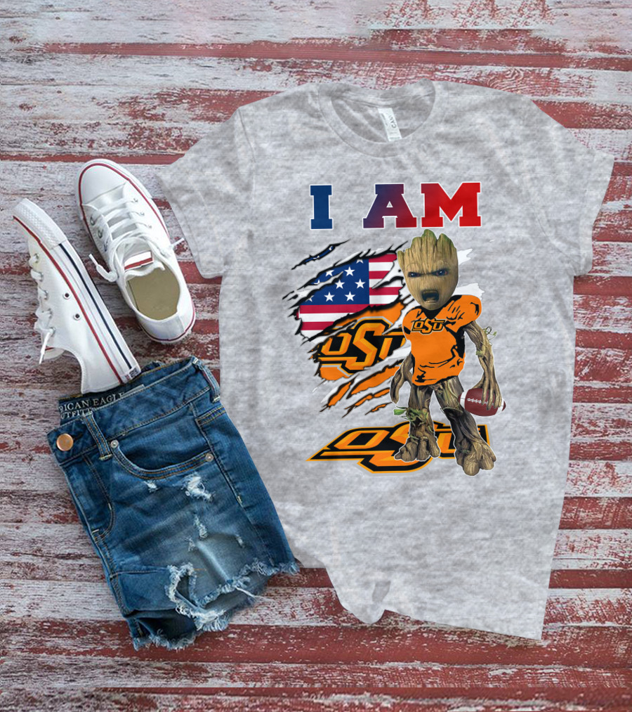 I Am Osu American Football Groot Guardians Oklahoma State University T-Shirt