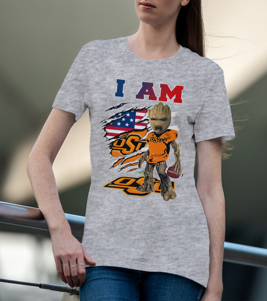 I Am Osu American Football Groot Guardians Oklahoma State University T-Shirt