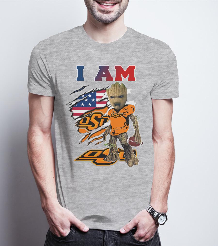 I Am Osu American Football Groot Guardians Oklahoma State University T-Shirt