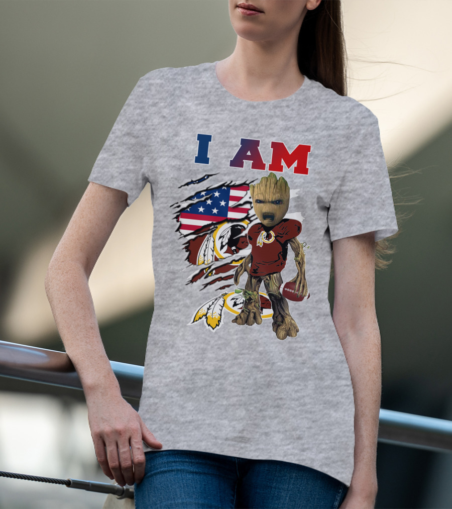 I Am Groot Redskins Football Nfl Usa Flag T-Shirt