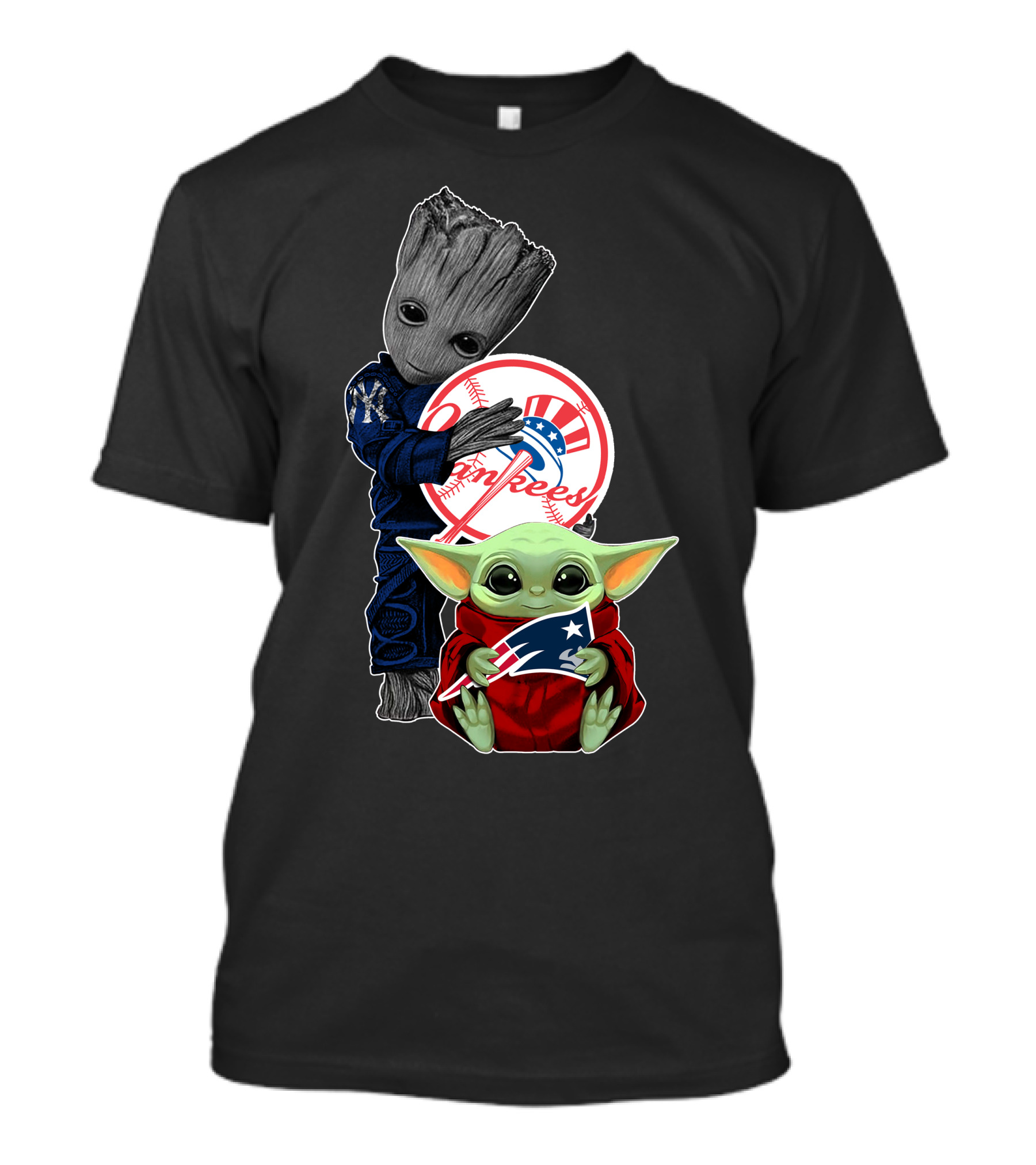 Yankees Groot And Baby Yoda Patriots Crossover With Baseball T-Shirt