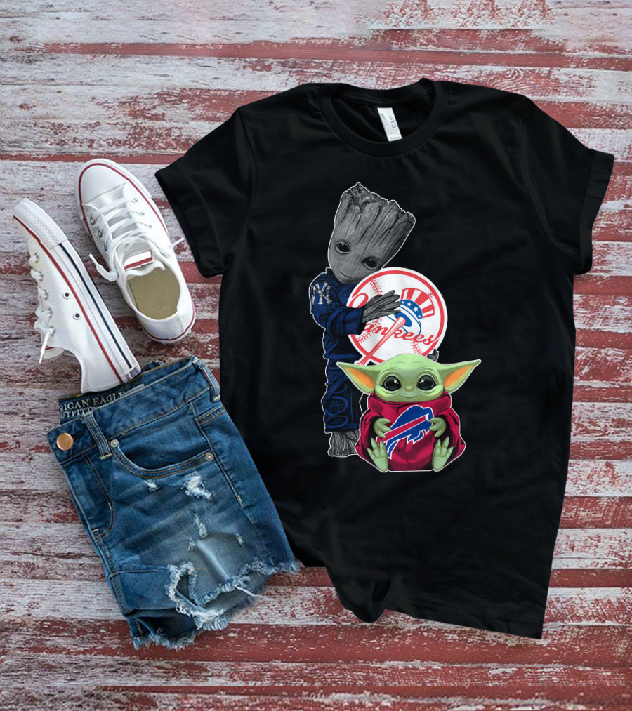 Groot Yankees Baby Yoda Bills Nfl Nfl T-Shirt