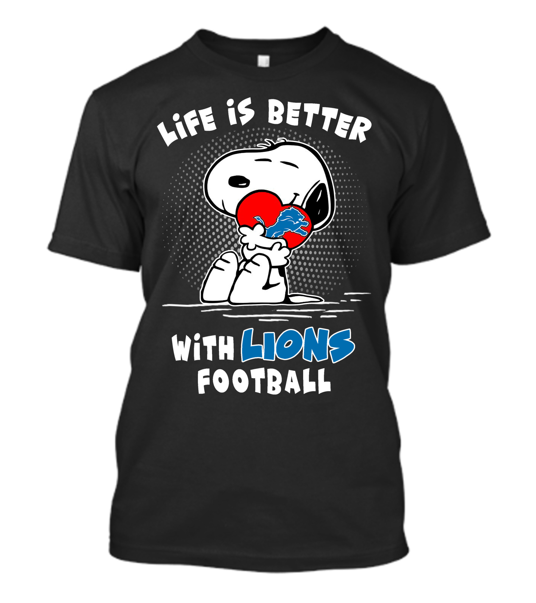 Life Is Better With Lions Football Snoopy Heart Detroit Lions T-Shirt