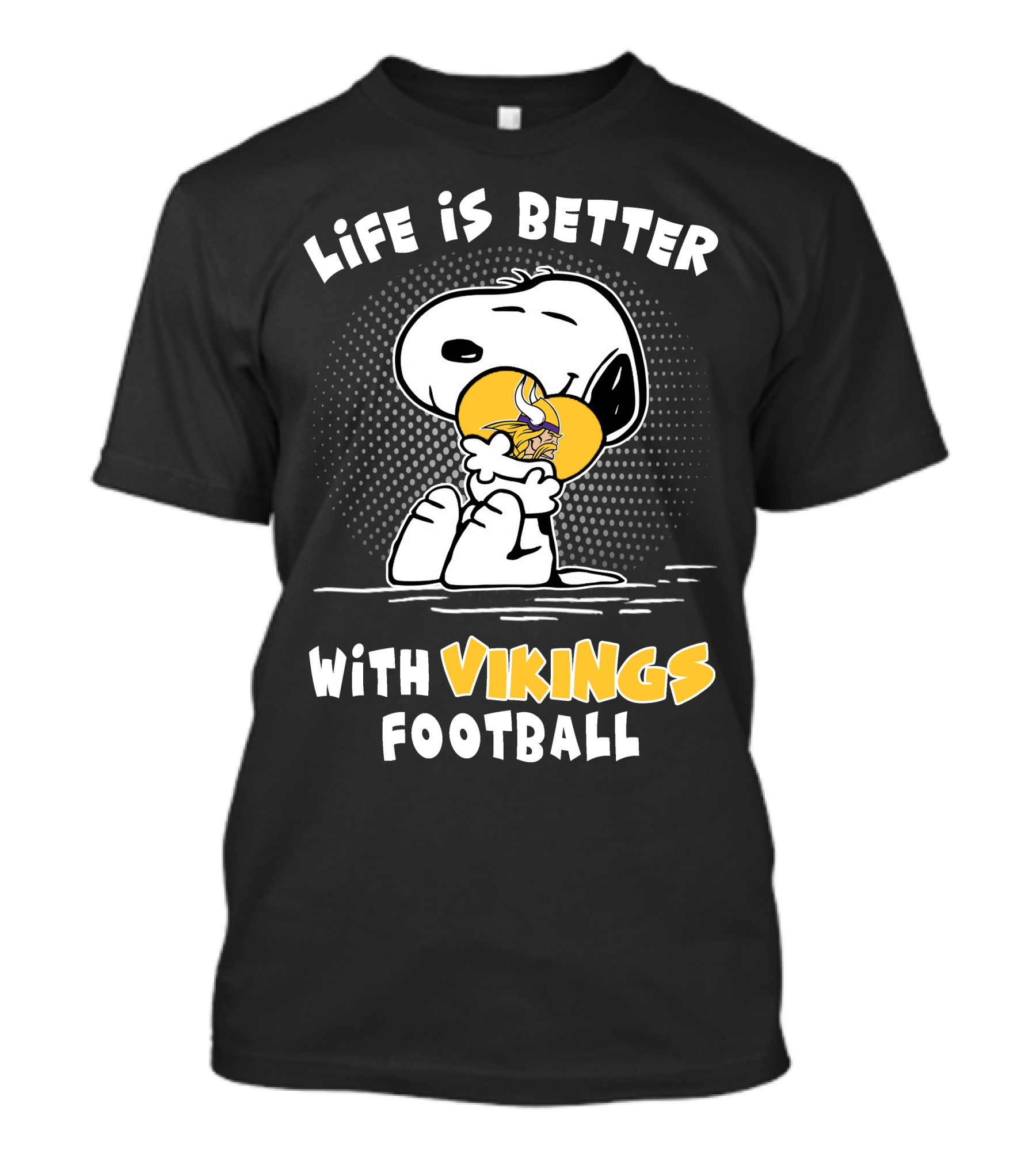 Life Is Better With Vikings Football Snoopy Hugging Helmet T-Shirt