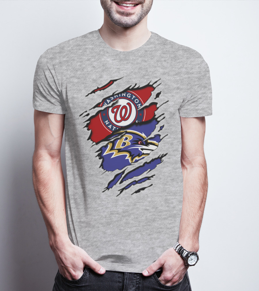 Washington Nationals Baltimore Ravens Logos T-Shirt