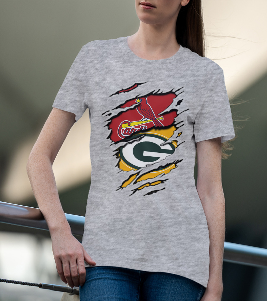 Packers Cardinals Logo Rip T-Shirt