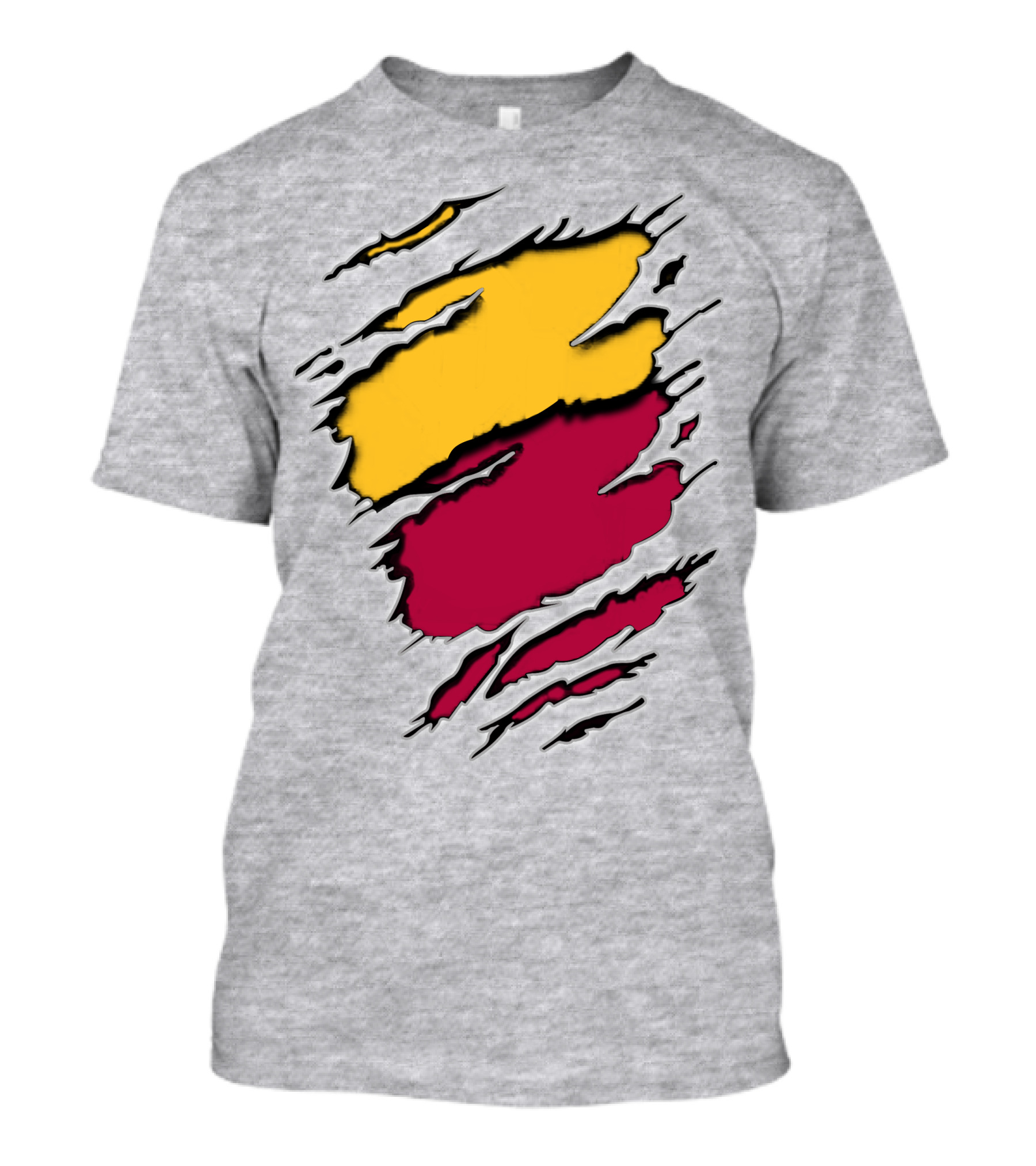 Cardinals Pirates Ripped Claw Marks Emblem Red Yellow Contrast T-Shirt