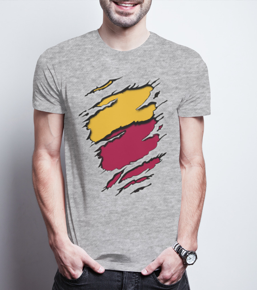 Cardinals Pirates Ripped Claw Marks Emblem Red Yellow Contrast T-Shirt