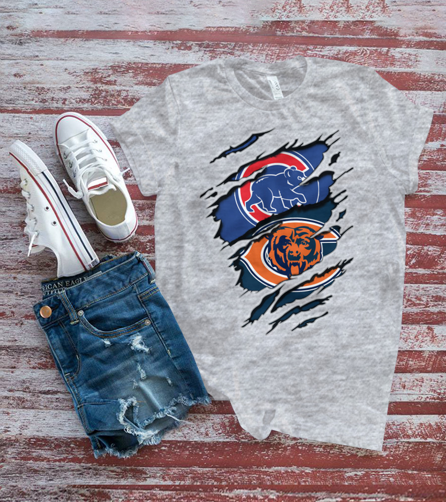 Chicago Cubs Bears Dual Logo Crossover T-Shirt