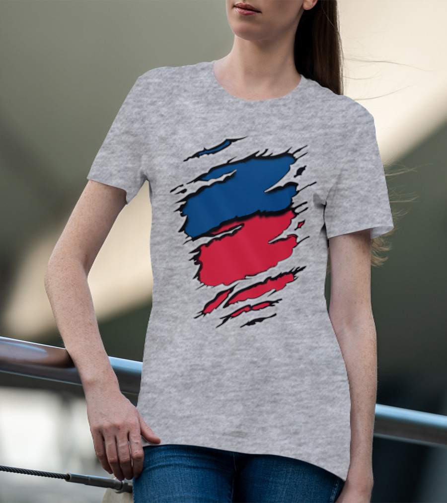 Chi Ro Red And Blue Torn T-Shirt