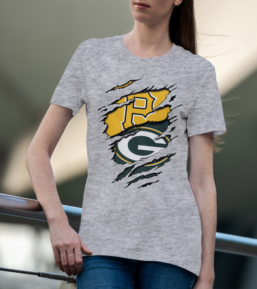 Pirates And Packers Dual Logo Mashup T-Shirt