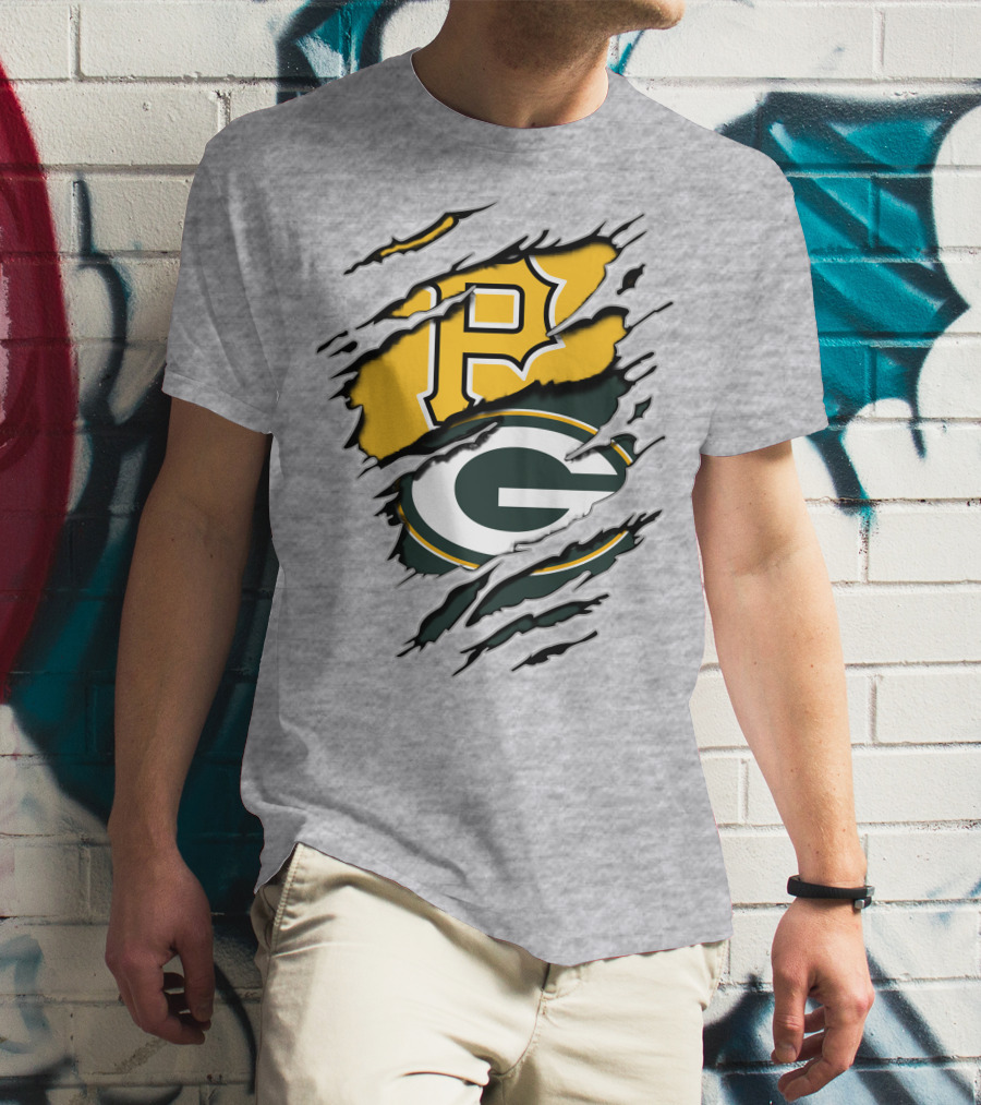 Pirates And Packers Dual Logo Mashup T-Shirt
