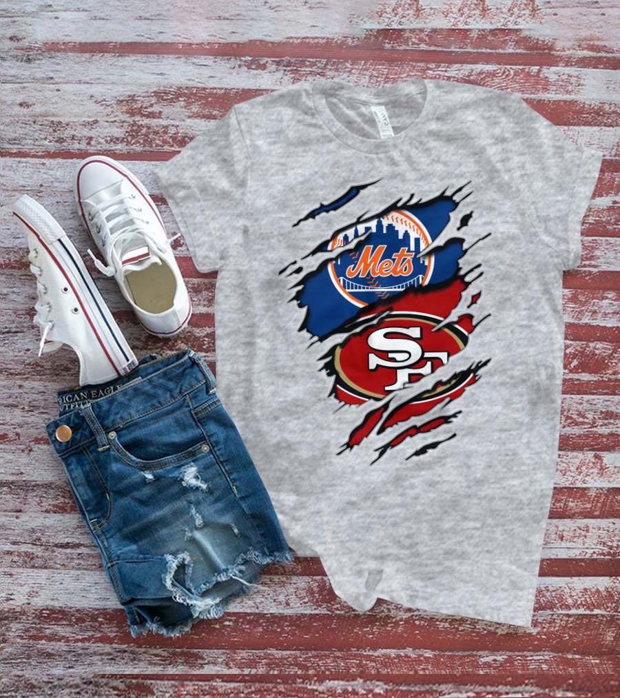 49ers Sf Mets City Skyline Football Baseball Crossover T-Shirt