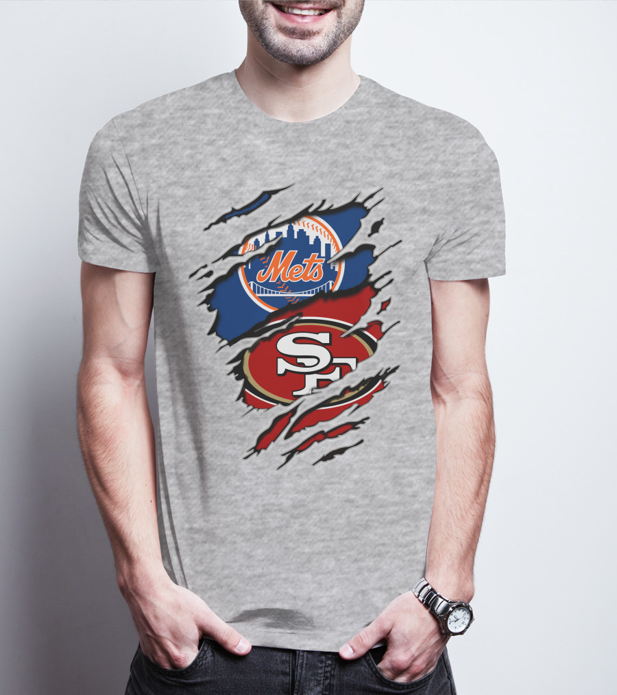 49ers Sf Mets City Skyline Football Baseball Crossover T-Shirt