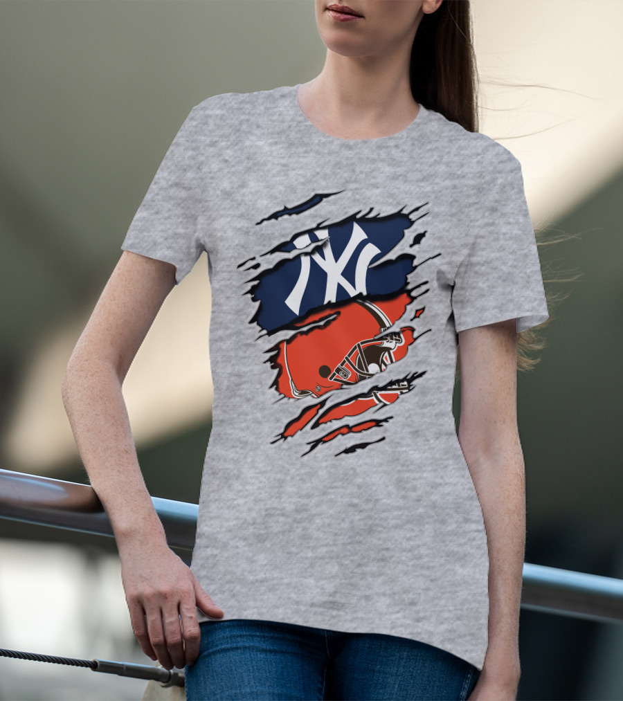 Yankees Browns Football Helmet Fusion T-Shirt