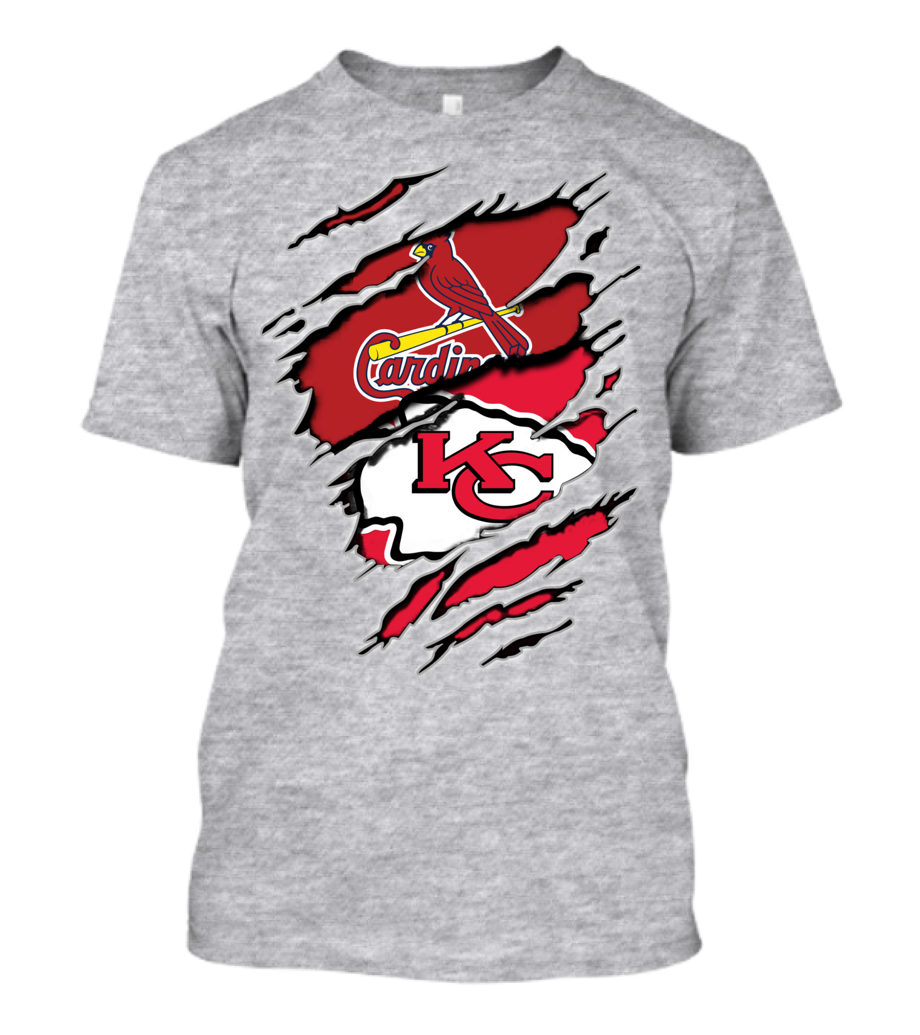 Kansas City Chiefs Arizona Cardinals Logos Torn Layers T-Shirt