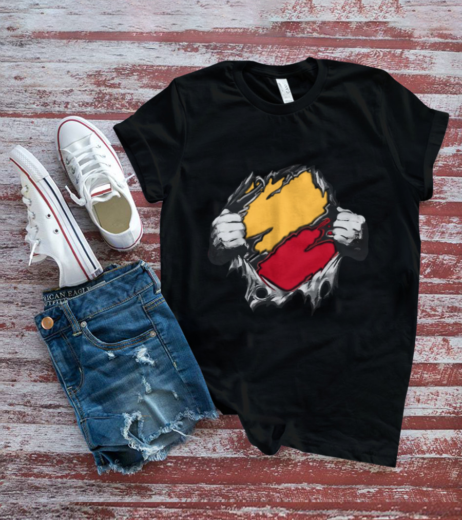 As Bold Tearaway Design In Red And Gold T-Shirt