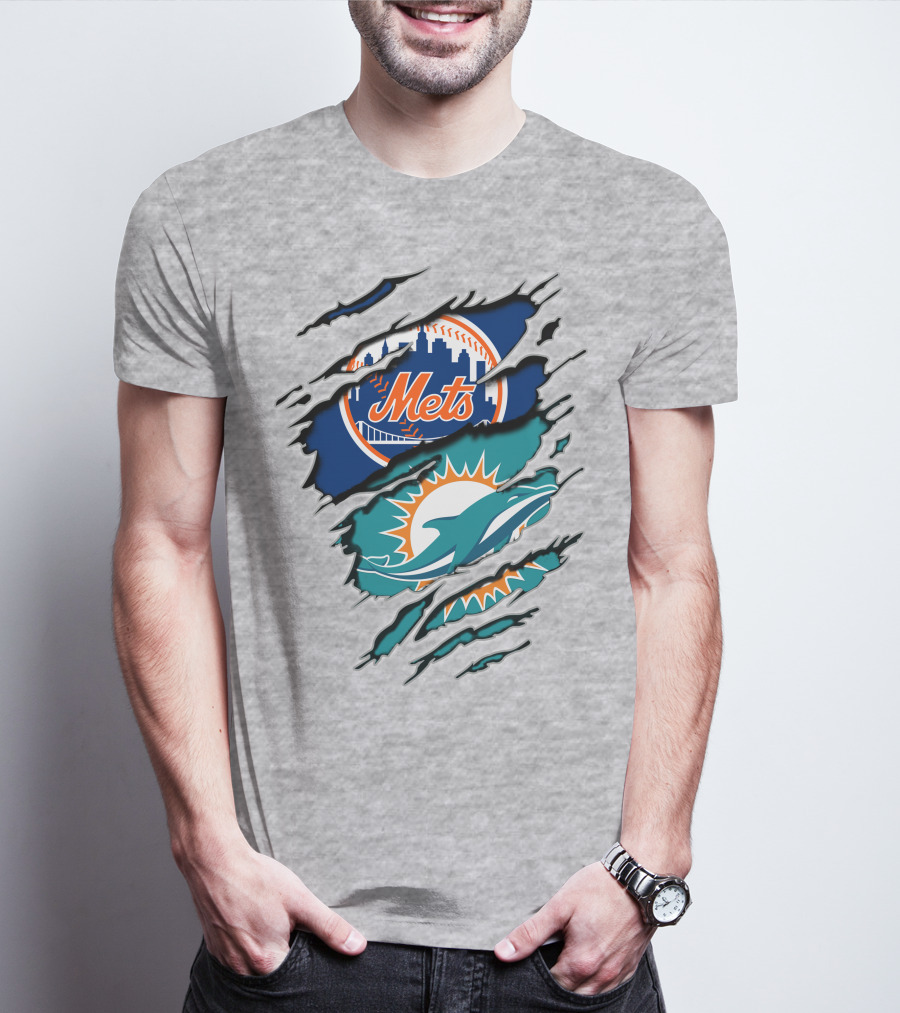 Mets Dolphins Crossover Sports Fan T-Shirt