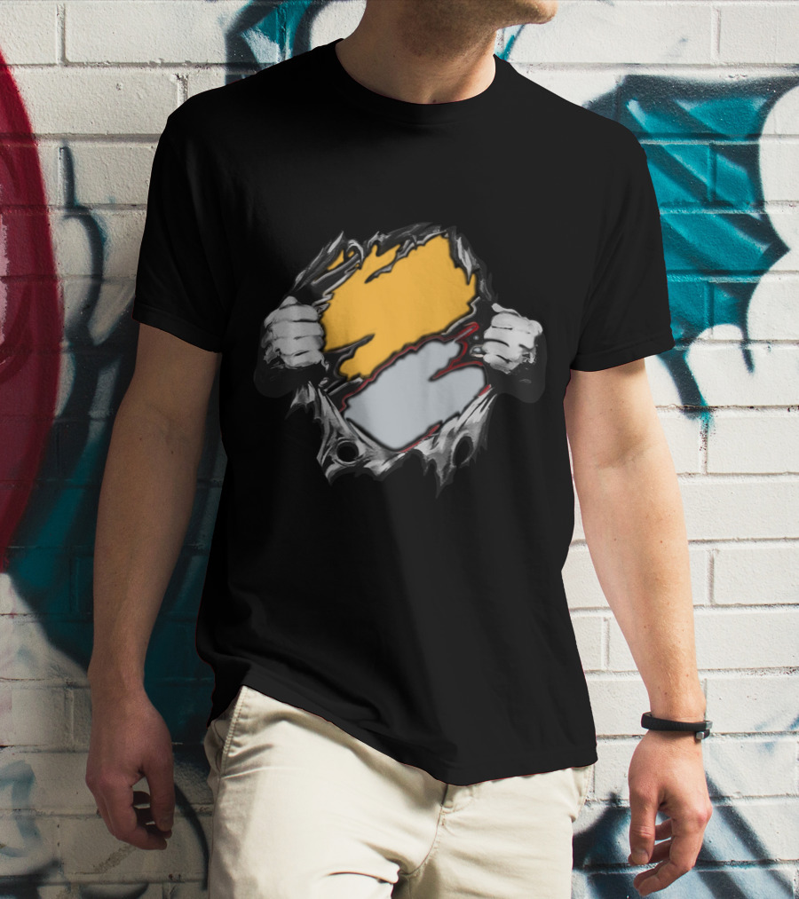 Rai As Superhero Torn Wall Hands Holding Dual Color Layers T-Shirt