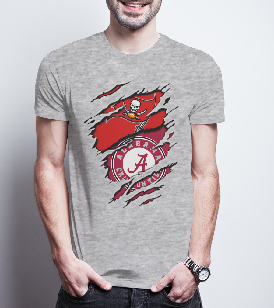 Alabama Crimson Tide Tampa Bay Buccaneers Ripped Flag Fusion T-Shirt