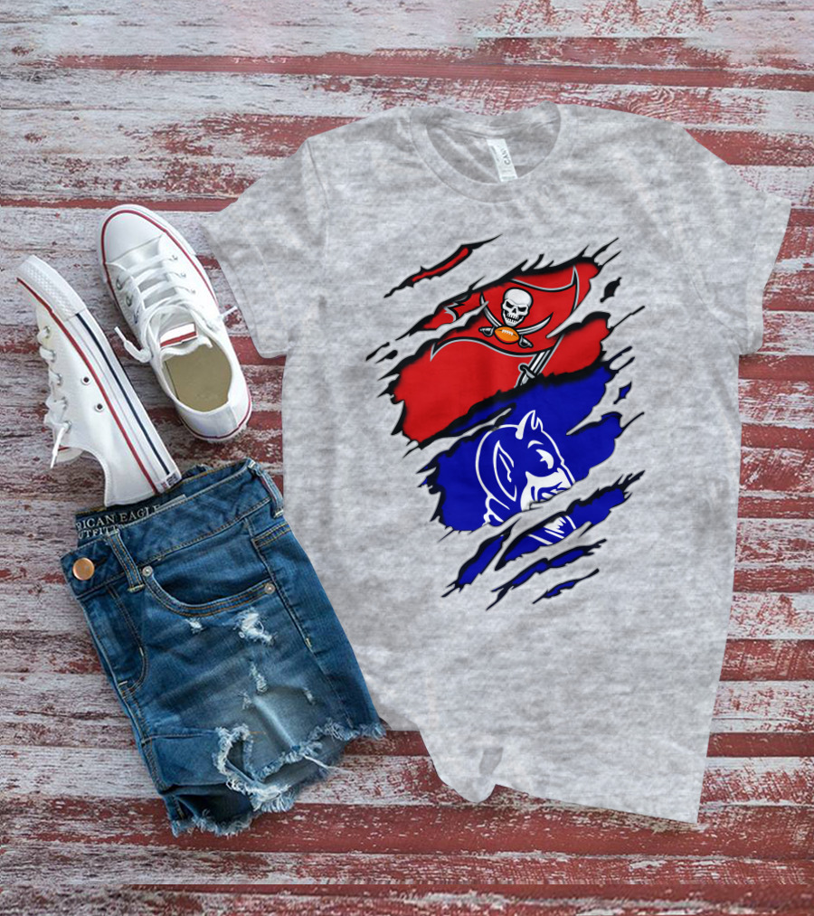 Buccaneers Duke Pirate Flag And Blue Devil Fusion T-Shirt